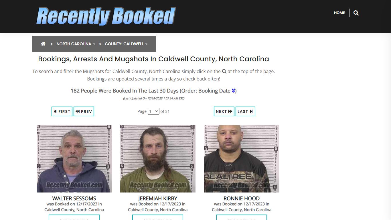 Bookings, Arrests and Mugshots in Caldwell County, North Carolina