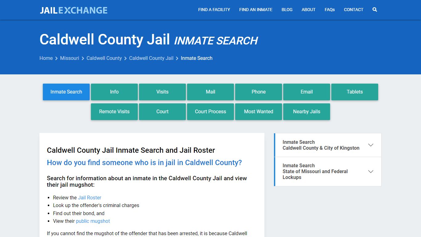 Inmate Search: Roster & Mugshots - Caldwell County Jail, MO